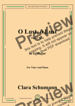 page one of Clara-O Lust,o Lust,Op.23 No.6,in G Major,for Voice and Piano