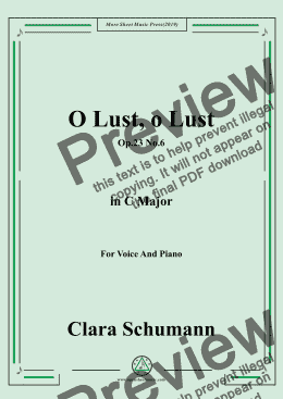 page one of Clara-O Lust,o Lust,Op.23 No.6,in C Major,for Voice and Piano