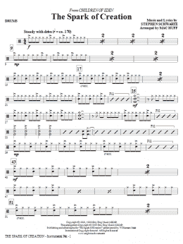 page one of The Spark of Creation (from Children of Eden) - Drums (Choir Instrumental Pak)