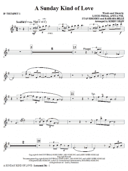 page one of A Sunday Kind of Love - Bb Trumpet 1 (Choir Instrumental Pak)