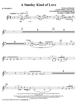 page one of A Sunday Kind of Love - Bb Trumpet 2 (Choir Instrumental Pak)