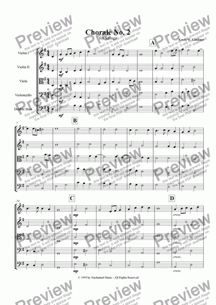 page one of Chorale No. 2 in G Major