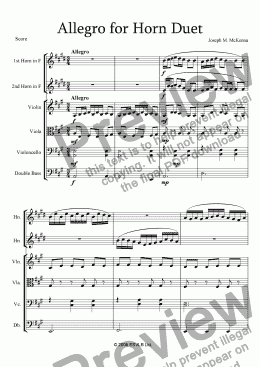 page one of Allegro for Horn Duet