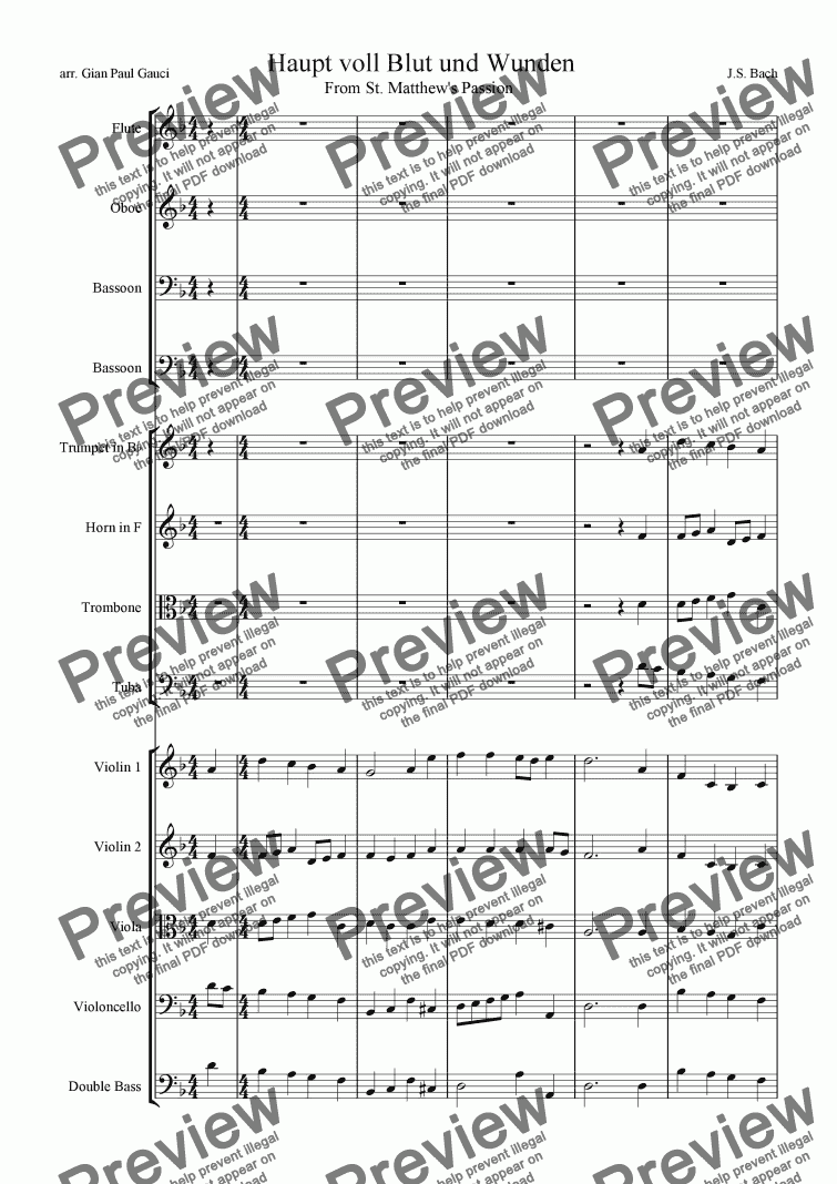 page one of "Haupt voll Blut und Wunden" From St. Matthew's Passion  - Download sheet music