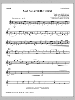 page one of God So Loved The World Chamber Orchestra - Violin 1 (Choir Instrumental Pak)