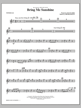 page one of Bring Me Sunshine - Bb Tenor Saxophone (Choir Instrumental Pak)