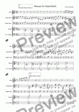 page one of Minuet for hand bells or vibraphone. and orchestra