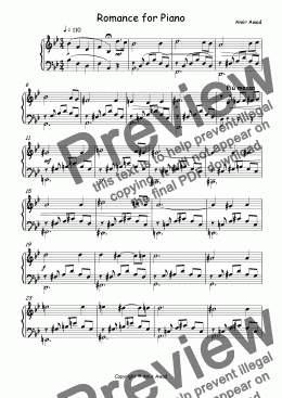 page one of Romance for Piano solo