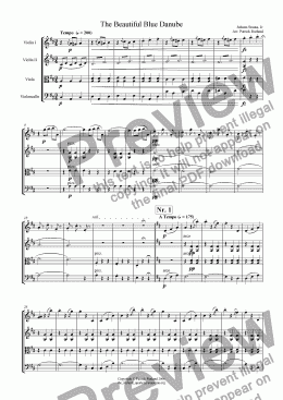 page one of The Blue Danube Strauss (An der schönen, blauen Donau) for String Quartet