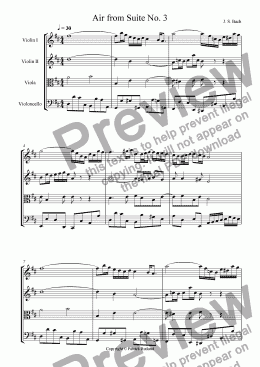 page one of Bach Air from suite No. 3 for String Quartet