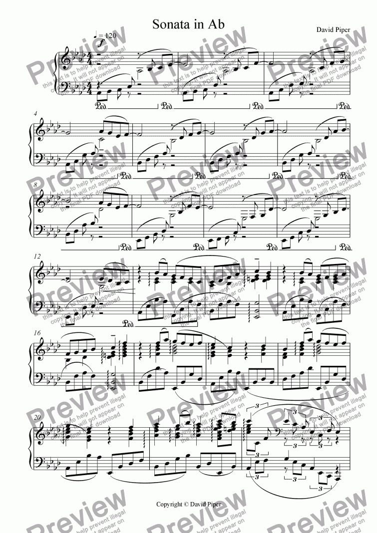 page one of Sonata in Ab