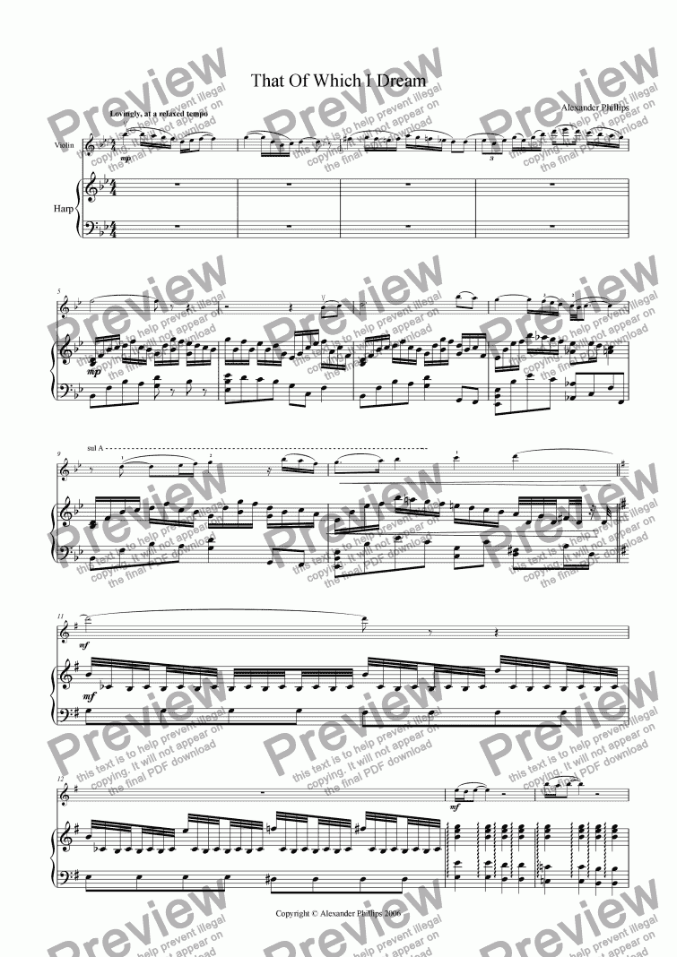 page one of That Of Which I Dream (Violin)