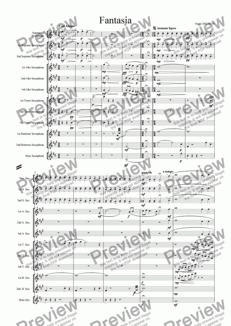 page one of Fantas�a (ensemble de saxofones)