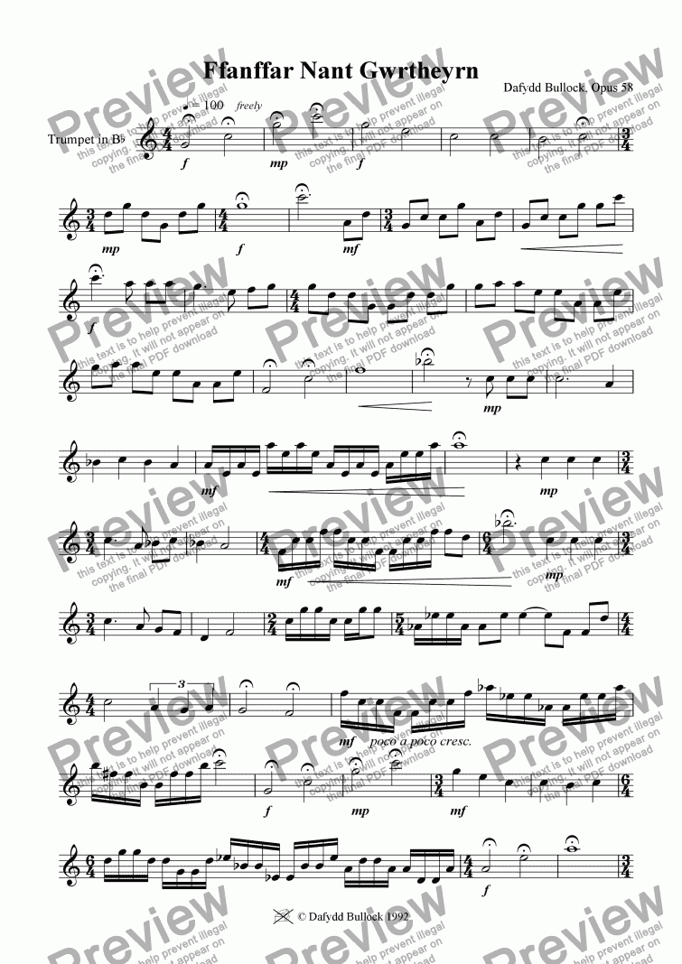 page one of Fanfare for Solo Trumpet