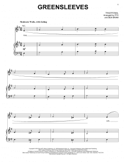 page one of Greensleeves (Piano, Vocal & Guitar Chords (Right-Hand Melody))