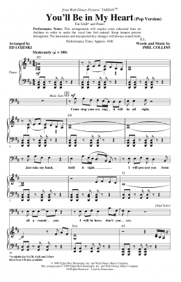 page one of You'll Be In My Heart (Pop Version) (from Tarzan) (arr. Ed Lojeski) (SAB Choir)