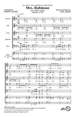 page one of Mrs. Robinson (arr. Philip Lawson) (SATB Choir)