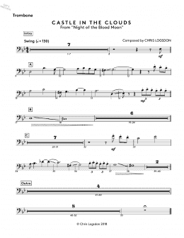 page one of Castle In The Clouds (from Night of the Blood Moon) - Trombone (Performance Ensemble)