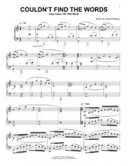 page one of Couldn't Find The Words (from The Call Of The Wild) (arr. Batu Sener) (Piano Solo)
