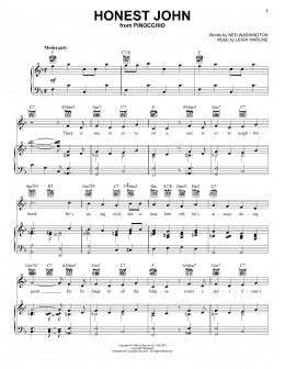 page one of Honest John (from Walt Disney's Pinocchio) (Piano, Vocal & Guitar Chords (Right-Hand Melody))