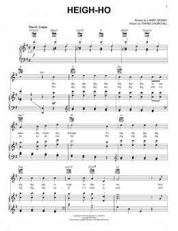 page one of Heigh-Ho (from Snow White And The Seven Dwarfs) (Piano, Vocal & Guitar Chords (Right-Hand Melody))