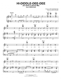 page one of Hi-Diddle-Dee-Dee (An Actor's Life For Me) (from Pinocchio) (Piano, Vocal & Guitar Chords (Right-Hand Melody))