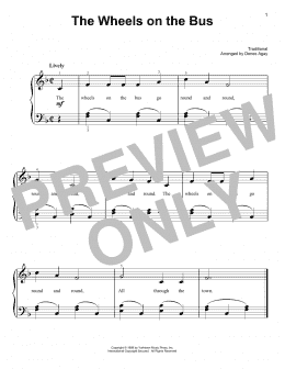page one of The Wheels On The Bus (arr. Denes Agay) (Easy Piano)