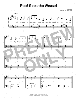 page one of Pop Goes The Weasel (arr. Denes Agay) (Easy Piano)