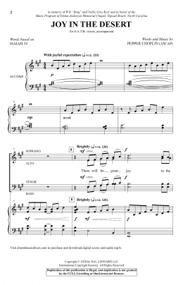 page one of Joy In The Desert (SATB Choir)