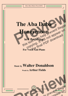 page one of Walter Donaldson-Aba Daba Honeymoon,in E flat Major,for Voice and Piano