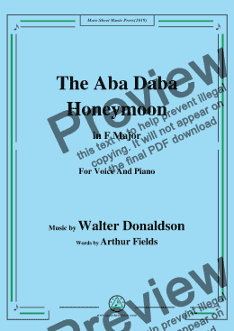 page one of Walter Donaldson-Aba Daba Honeymoon,in F Major,for Voice and Piano
