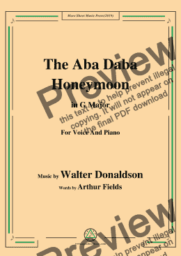 page one of Walter Donaldson-Aba Daba Honeymoon,in G Major,for Voice and Piano