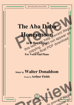 page one of Walter Donaldson-Aba Daba Honeymoon,in D flat Major,for Voice and Piano