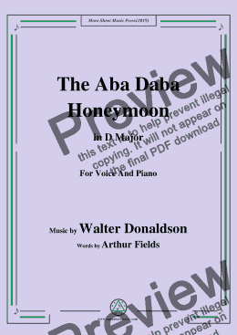 page one of Walter Donaldson-Aba Daba Honeymoon,in D Major,for Voice and Piano