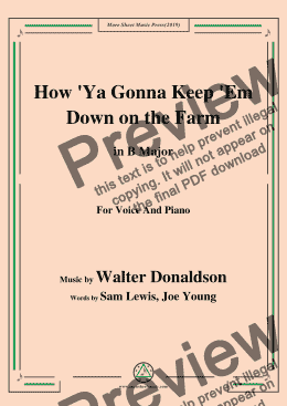 page one of Walter Donaldson-How Ya Gonna Keep 'Em Down on the Farm,in B Major