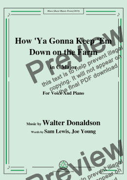 page one of Walter Donaldson-How Ya Gonna Keep 'Em Down on the Farm,in C Major