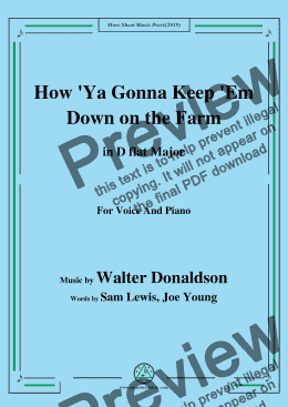 page one of Walter Donaldson-How Ya Gonna Keep 'Em Down on the Farm,in D flat Major