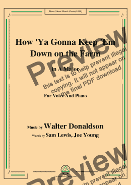 page one of Walter Donaldson-How Ya Gonna Keep 'Em Down on the Farm,in A Major