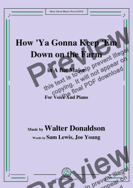 page one of Walter Donaldson-How Ya Gonna Keep 'Em Down on the Farm,in A flat Major