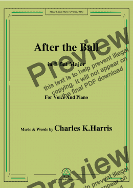 page one of Charles K. Harris-After the Ball,in B flat Major,for Voice and Piano