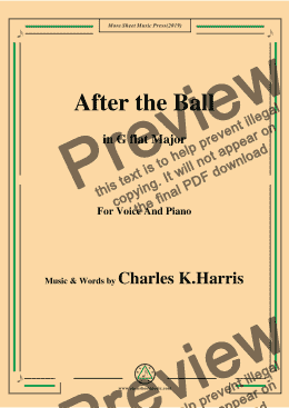 page one of Charles K. Harris-After the Ball,in G flat Major,for Voice and Piano