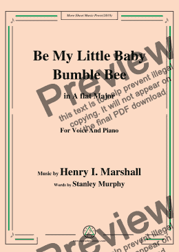 page one of Henry I. Marshall-Be My Little Baby Bumble Bee,in A flat Major,for Voice and Piano
