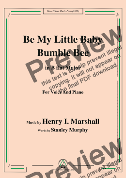 page one of Henry I. Marshall-Be My Little Baby Bumble Bee,in B flat Major,for Voice&Piano