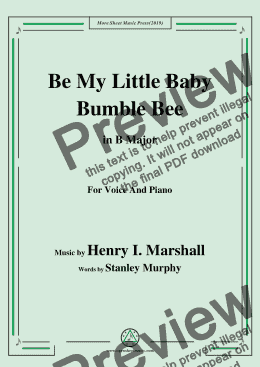 page one of Henry I. Marshall-Be My Little Baby Bumble Bee,in B Major,for Voice&Piano