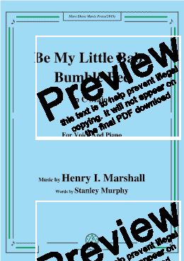 page one of Henry I. Marshall-Be My Little Baby Bumble Bee,in C Major,for Voice&Piano