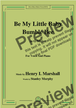page one of Henry I. Marshall-Be My Little Baby Bumble Bee,in G Major,for Voice&Piano