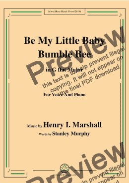 page one of Henry I. Marshall-Be My Little Baby Bumble Bee,in G flat Major,for Voice&Piano