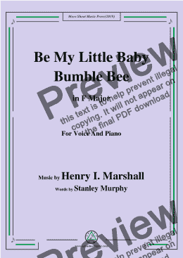 page one of Henry I. Marshall-Be My Little Baby Bumble Bee,in F Major,for Voice&Piano