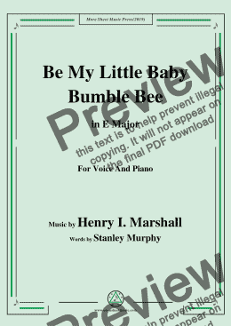page one of Henry I. Marshall-Be My Little Baby Bumble Bee,in E Major,for Voice&Piano