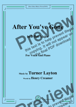page one of Turner Layton-After You've Gone,in D flat Major,for Voice and Piano
